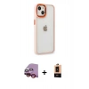 MARSİLYAN™- iPhone 14 Plus Kılıf Eksen Doku Prime - Şeffaf Maxco Cam Ekran Koruyucu + Raze Metal Kamera Lens - KI