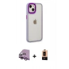 MARSİLYAN™- iPhone 14 Plus Kılıf Eksen Doku Prime - Şeffaf Maxco Cam Ekran Koruyucu + Raze Metal Kamera Lens - MR