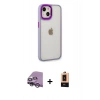MARSİLYAN™- iPhone 14 Plus Kılıf Eksen Doku Prime - Şeffaf Maxco Cam Ekran Koruyucu + Raze Metal Kamera Lens - GS