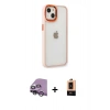 MARSİLYAN™- iPhone 14 Plus Kılıf Eksen Doku Prime - Şeffaf Maxco Cam Ekran Koruyucu + Raze Metal Kamera Lens - GS