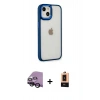 MARSİLYAN™- iPhone 14 Plus Kılıf Eksen Doku Prime - Şeffaf Maxco Cam Ekran Koruyucu + Siyah Raze Metal Kamera Lens