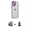 MARSİLYAN™- iPhone 14 Plus Kılıf Eksen Doku Prime - Şeffaf Maxco Cam Ekran Koruyucu + Siyah Raze Metal Kamera Lens