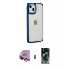 MARSİLYAN™- iPhone 14 Plus Kılıf Eksen Doku Prime - Siyah 360 Mat Full Body Arka Koruyucu + Raze Metal Kamera Lens - MR