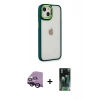 MARSİLYAN™- iPhone 14 Plus Kılıf Eksen Doku Prime - Siyah 360 Mat Full Body Arka Koruyucu + Raze Metal Kamera Lens - SH