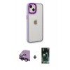 MARSİLYAN™- iPhone 14 Plus Kılıf Eksen Doku Prime - Siyah 360 Mat Full Body Arka Koruyucu + Raze Metal Kamera Lens - SH