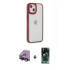MARSİLYAN™- iPhone 14 Plus Kılıf Eksen Doku Prime - Siyah 360 Mat Full Body Arka Koruyucu + Raze Metal Kamera Lens - SH