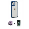 MARSİLYAN™- iPhone 14 Plus Kılıf Eksen Doku Prime - Siyah 360 Mat Full Body Arka Koruyucu + Raze Metal Kamera Lens - SH