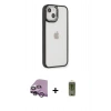 MARSİLYAN™- iPhone 14 Plus Kılıf Eksen Doku Prime - Siyah Joko Magic 5D Hayalet Cam + Raze Metal Kamera Lens - MR