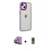 MARSİLYAN™- iPhone 14 Plus Kılıf Eksen Doku Prime - Siyah Joko Magic 5D Hayalet Cam + Raze Metal Kamera Lens - GS