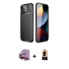 MARSİLYAN™- iPhone 14 Plus Kılıf Eksen Form Prime - Şeffaf Maxco Cam Ekran Koruyucu + Raze Metal Kamera Lens - KI