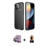 MARSİLYAN™- iPhone 14 Plus Kılıf Eksen Form Prime - Şeffaf Maxco Cam Ekran Koruyucu + Raze Metal Kamera Lens - MR