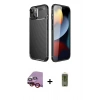 MARSİLYAN™- iPhone 14 Plus Kılıf Eksen Form Prime - Siyah Joko Magic 5D Hayalet Cam + Raze Metal Kamera Lens - KI