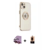 MARSİLYAN™- iPhone 14 Plus Kılıf İz Form Serisi - Şeffaf Maxco Cam Ekran Koruyucu + Raze Metal Kamera Lens - KI