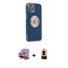 MARSİLYAN™- iPhone 14 Plus Kılıf İz Form Serisi - Şeffaf Maxco Cam Ekran Koruyucu + Raze Metal Kamera Lens - KI