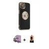 MARSİLYAN™- iPhone 14 Plus Kılıf İz Form Serisi - Şeffaf Maxco Cam Ekran Koruyucu + Raze Metal Kamera Lens - MR
