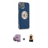 MARSİLYAN™- iPhone 14 Plus Kılıf İz Form Serisi - Şeffaf Maxco Cam Ekran Koruyucu + Raze Metal Kamera Lens - MR