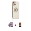 MARSİLYAN™- iPhone 14 Plus Kılıf İz Form Serisi - Şeffaf Maxco Cam Ekran Koruyucu + Raze Metal Kamera Lens - MR