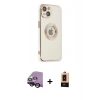 MARSİLYAN™- iPhone 14 Plus Kılıf İz Form Serisi - Şeffaf Maxco Cam Ekran Koruyucu + Raze Metal Kamera Lens - SH