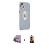 MARSİLYAN™- iPhone 14 Plus Kılıf İz Form Serisi - Şeffaf Maxco Cam Ekran Koruyucu + Raze Metal Kamera Lens - MR