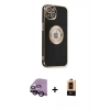 MARSİLYAN™- iPhone 14 Plus Kılıf İz Form Serisi - Şeffaf Maxco Cam Ekran Koruyucu + Raze Metal Kamera Lens - SH
