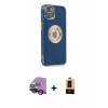 MARSİLYAN™- iPhone 14 Plus Kılıf İz Form Serisi - Şeffaf Maxco Cam Ekran Koruyucu + Raze Metal Kamera Lens - SH