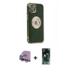 MARSİLYAN™- iPhone 14 Plus Kılıf İz Form Serisi - Siyah 360 Mat Full Body Arka Koruyucu + Raze Metal Kamera Lens - GS