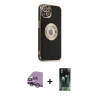 MARSİLYAN™- iPhone 14 Plus Kılıf İz Form Serisi - Siyah 360 Mat Full Body Arka Koruyucu + Raze Metal Kamera Lens - GS