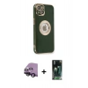 MARSİLYAN™- iPhone 14 Plus Kılıf İz Form Serisi - Siyah 360 Mat Full Body Arka Koruyucu + Raze Metal Kamera Lens - SH