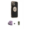 MARSİLYAN™- iPhone 14 Plus Kılıf İz Form Serisi - Siyah Joko Magic 5D Hayalet Cam + Raze Metal Kamera Lens - GS