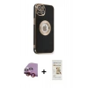 MARSİLYAN™- iPhone 14 Plus Kılıf İz Form Serisi - Siyah Mat Seramik Nano Ekran Koruyucu + Raze Metal Kamera Lens - KI