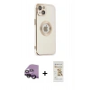 MARSİLYAN™- iPhone 14 Plus Kılıf İz Form Serisi - Siyah Mat Seramik Nano Ekran Koruyucu + Raze Metal Kamera Lens - SH
