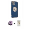 MARSİLYAN™- iPhone 14 Plus Kılıf İz Form Serisi - Siyah Mat Seramik Nano Ekran Koruyucu + Raze Metal Kamera Lens - SH