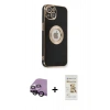 MARSİLYAN™- iPhone 14 Plus Kılıf İz Form Serisi - Siyah Mat Seramik Nano Ekran Koruyucu + Raze Metal Kamera Lens - SH