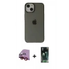 MARSİLYAN™- iPhone 14 Plus Kılıf Kutup Doku Koleksiyonu - Siyah 360 Mat Full Body Arka Koruyucu + Raze Metal Kamera Lens - KI