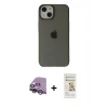 MARSİLYAN™- iPhone 14 Plus Kılıf Kutup Doku Koleksiyonu - Siyah Mat Seramik Nano Ekran Koruyucu + Raze Metal Kamera Lens - GS