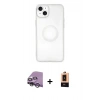 MARSİLYAN™- iPhone 14 Plus Kılıf Kutup Klasik - Şeffaf Maxco Cam Ekran Koruyucu + Raze Metal Kamera Lens - GS