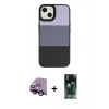 MARSİLYAN™- iPhone 14 Plus Kılıf Kutup Özel Seri - Siyah 360 Mat Full Body Arka Koruyucu + Siyah Raze Metal Kamera Lens