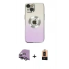 MARSİLYAN™- iPhone 14 Plus Kılıf Kutup Yansıma Özel Seri - Şeffaf Maxco Cam Ekran Koruyucu + Gümüş Raze Metal Kamera Lens