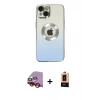 MARSİLYAN™- iPhone 14 Plus Kılıf Kutup Yansıma Özel Seri - Şeffaf Maxco Cam Ekran Koruyucu + Raze Metal Kamera Lens - KI