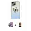 MARSİLYAN™- iPhone 14 Plus Kılıf Kutup Yansıma Özel Seri - Şeffaf Maxco Cam Ekran Koruyucu + Siyah Raze Metal Kamera Lens