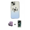MARSİLYAN™- iPhone 14 Plus Kılıf Kutup Yansıma Özel Seri - Siyah 360 Mat Full Body Arka Koruyucu + Raze Metal Kamera Lens - SH