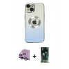 MARSİLYAN™- iPhone 14 Plus Kılıf Kutup Yansıma Özel Seri - Siyah 360 Mat Full Body Arka Koruyucu + Raze Metal Kamera Lens - MR