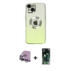 MARSİLYAN™- iPhone 14 Plus Kılıf Kutup Yansıma Özel Seri - Siyah 360 Mat Full Body Arka Koruyucu + Raze Metal Kamera Lens - MR