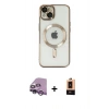 MARSİLYAN™- iPhone 14 Plus Kılıf Nova Işık Özel Seri - Şeffaf Maxco Cam Ekran Koruyucu + Raze Metal Kamera Lens - MR