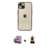 MARSİLYAN™- iPhone 14 Plus Kılıf Vadi Minimal - Şeffaf Maxco Cam Ekran Koruyucu + Kırmızı Raze Metal Kamera Lens