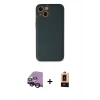 MARSİLYAN™- iPhone 14 Plus Kılıf Yadigar Klasik - Şeffaf Maxco Cam Ekran Koruyucu + Siyah Raze Metal Kamera Lens