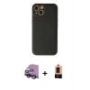 MARSİLYAN™- iPhone 14 Plus Kılıf Yadigar Klasik - Şeffaf Maxco Cam Ekran Koruyucu + Siyah Raze Metal Kamera Lens