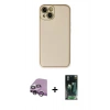 MARSİLYAN™- iPhone 14 Plus Kılıf Yadigar Klasik - Siyah 360 Mat Full Body Arka Koruyucu + Mor Raze Metal Kamera Lens