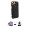 MARSİLYAN™- iPhone 14 Plus Kılıf Yankı Serisi - Şeffaf Maxco Cam Ekran Koruyucu + Raze Metal Kamera Lens - GS