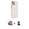 MARSİLYAN™- iPhone 14 Plus Kılıf Yankı Serisi - Şeffaf Maxco Cam Ekran Koruyucu + Raze Metal Kamera Lens - KI